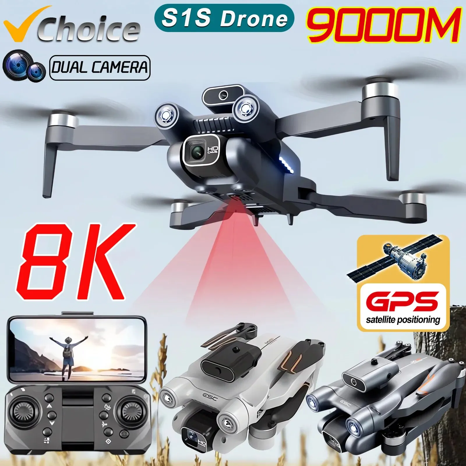 Drone Mapping - โดรนติด GPS 5G S1S ใหม่กล้องโดรน8K มอเตอร์ไร้แปรงถ่านไร้แปรงถ่านสำหรับมืออาชีพโดรนกล้อง