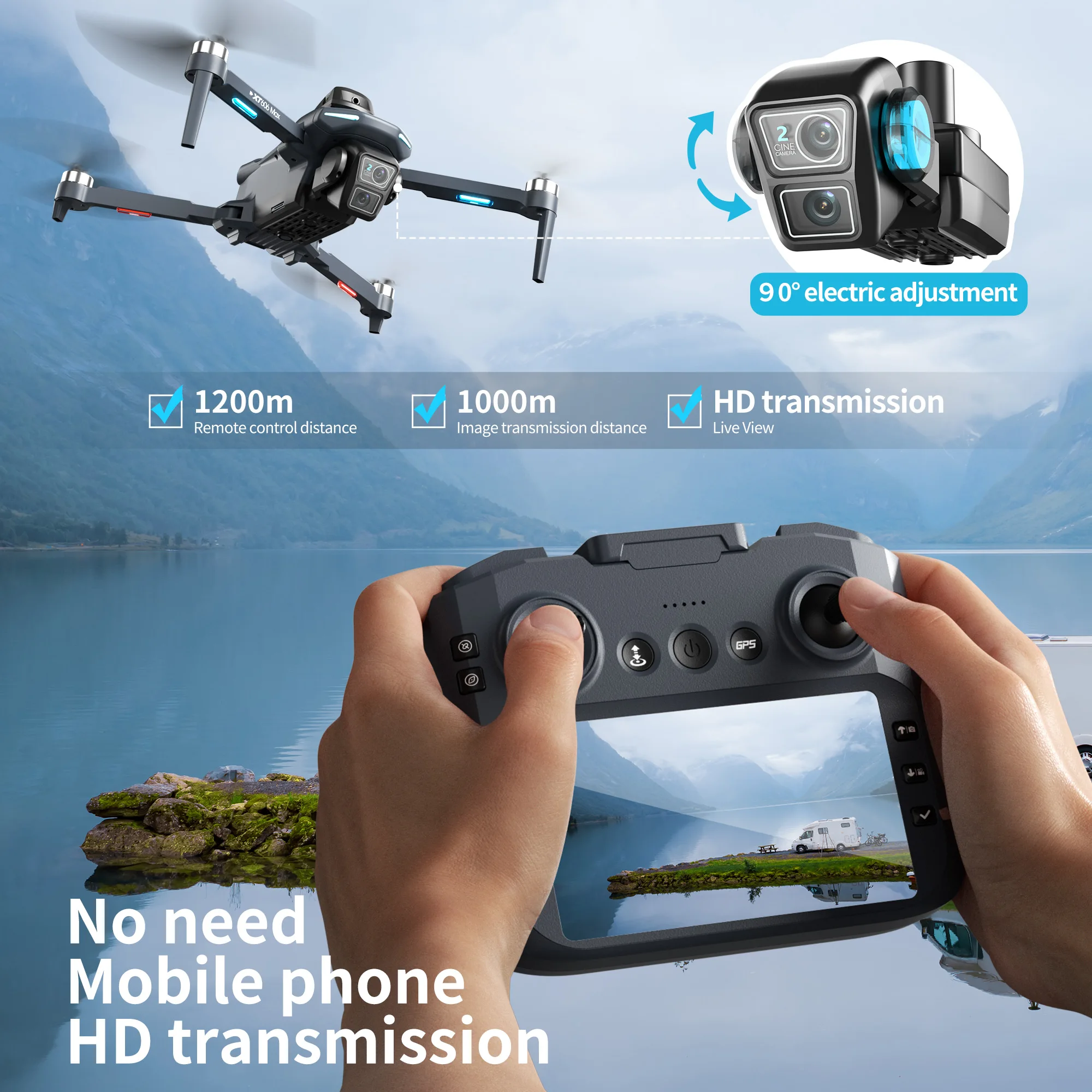 โดรน XT606 MAX GPS รุ่นดั้งเดิ - Drone Multispectral บทวิจารณ์และราคา